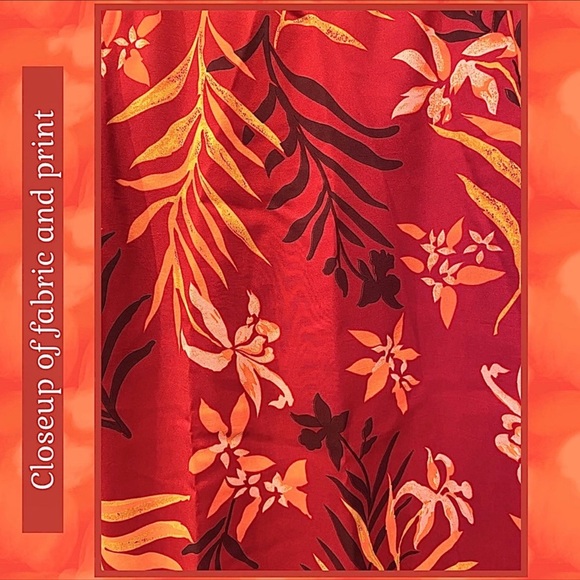 EXC VINTAGE ASHRO MAXI SKRT RED/ORANGE/BROWN FERN PRINT LINED - Picture 2 of 14